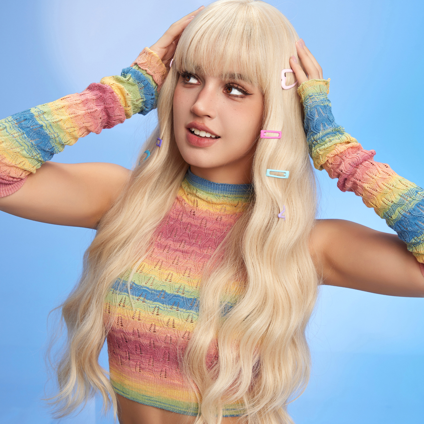 [Copy]Ombre Grey White Curly Synthetic Wig