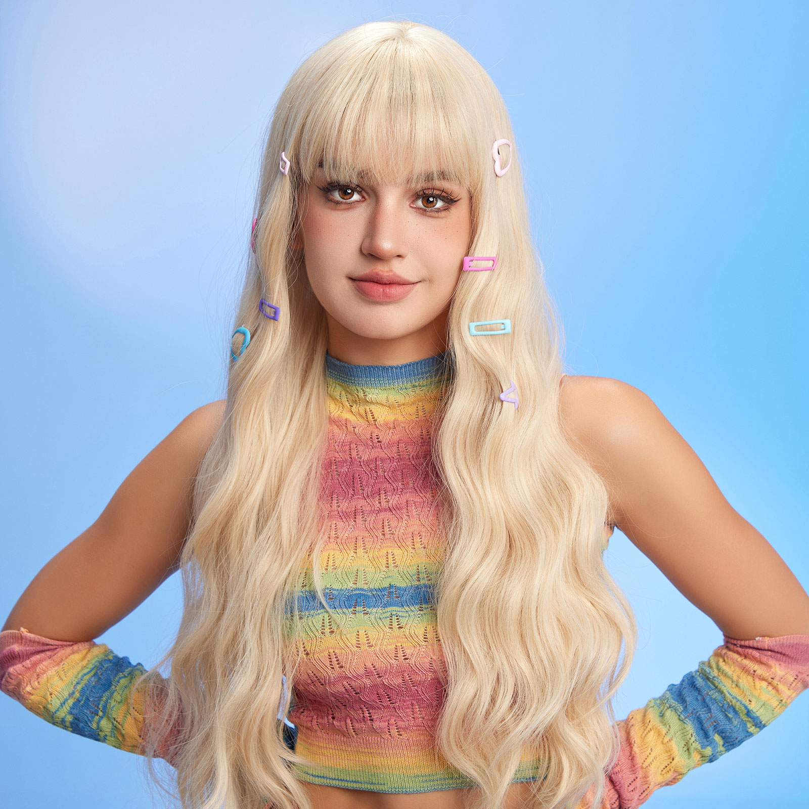 [Copy]Ombre Grey White Curly Synthetic Wig