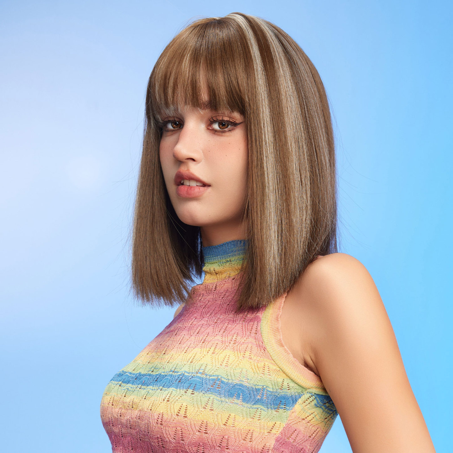 ombre blonde bob Straight synthetic wigs