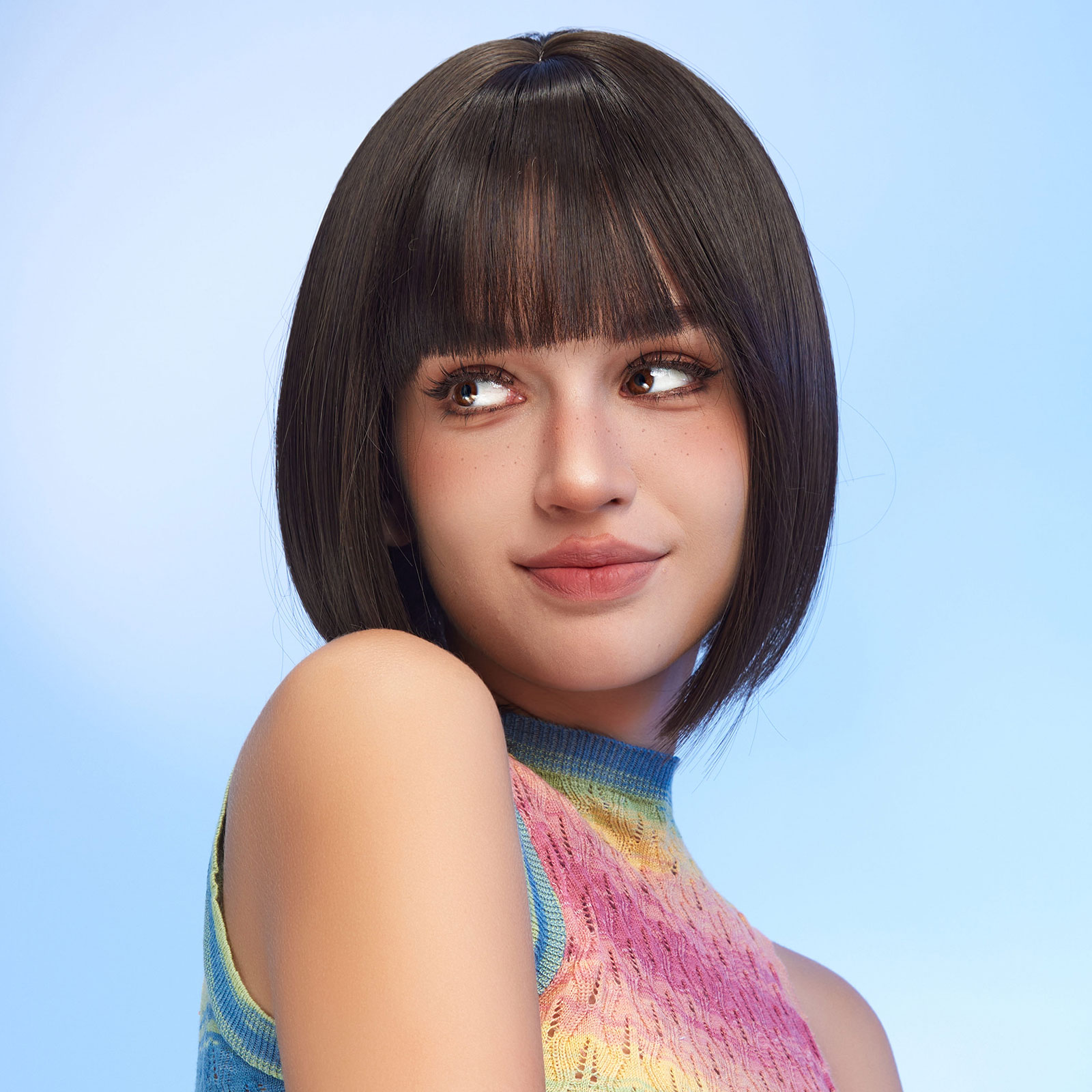 Black bob Straight synthetic wigs