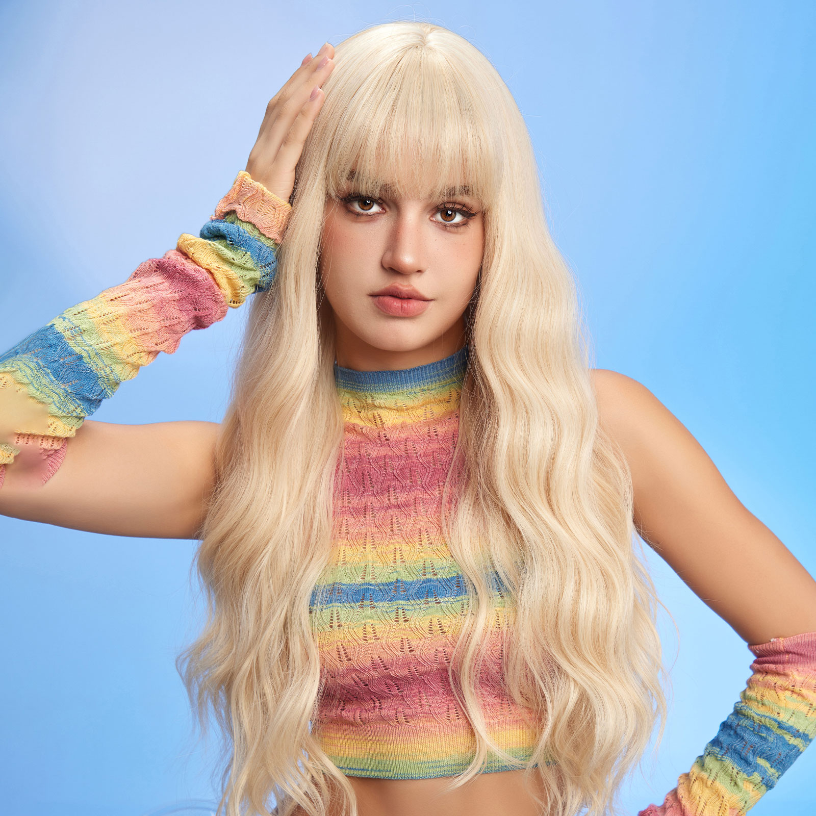 [Copy]Ombre Grey White Curly Synthetic Wig