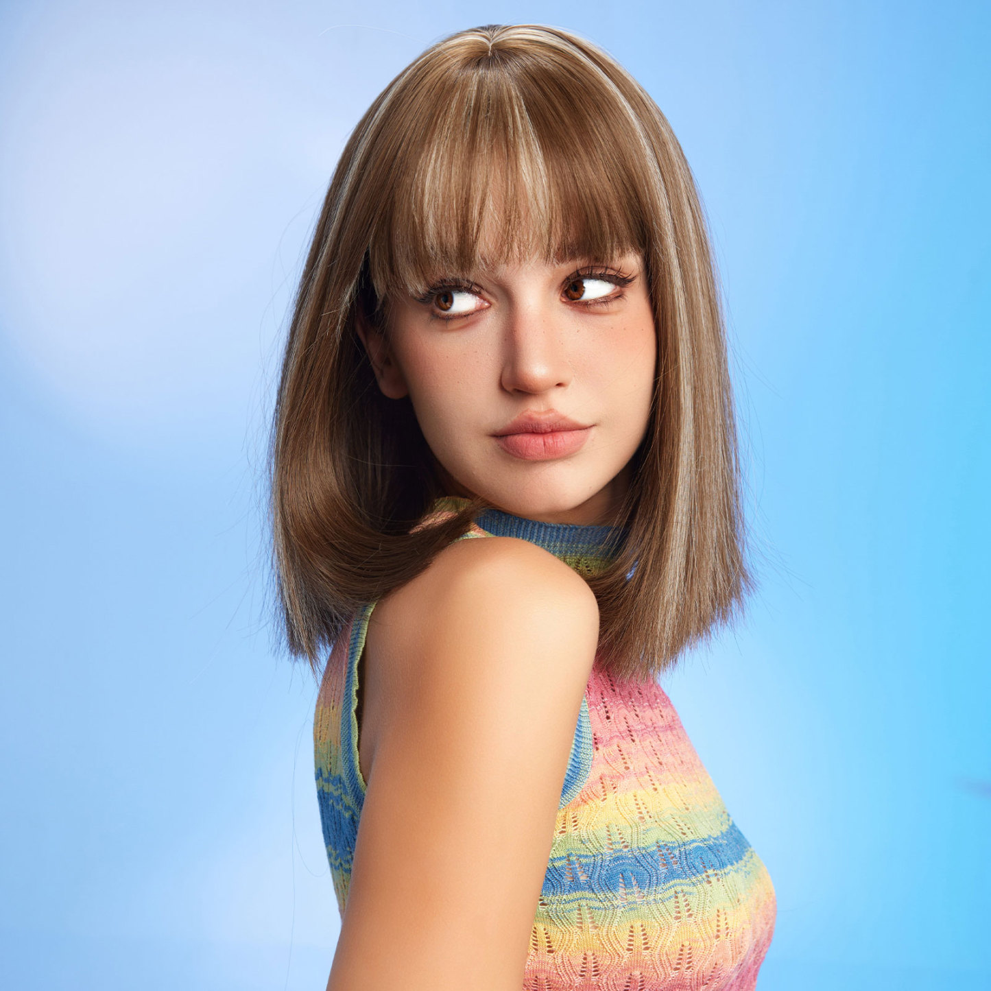 ombre blonde bob Straight synthetic wigs