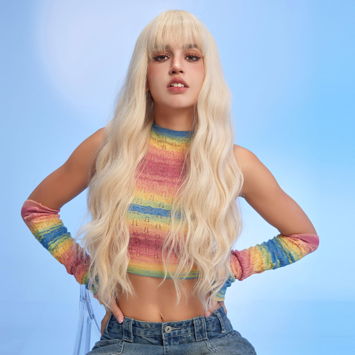 [Copy]Ombre Grey White Curly Synthetic Wig