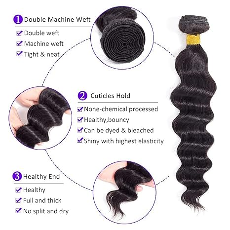 Loose Deep  Human Hair Loose Deep Wave Bundles Human Hair 18 20 22 Inch, 100% 