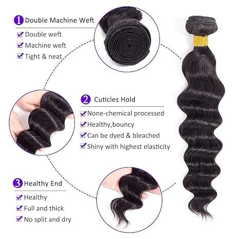 Loose Deep  Human Hair Loose Deep Wave Bundles Human Hair 18 20 22 Inch, 100% 