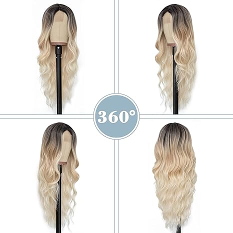 Platinum Blonde Wavy  Synthetic  Wig 