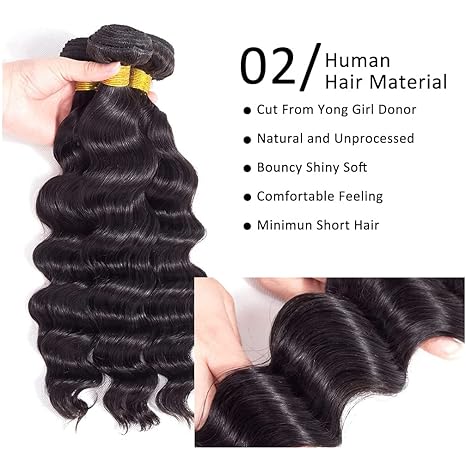 Loose Deep  Human Hair Loose Deep Wave Bundles Human Hair 18 20 22 Inch, 100% 
