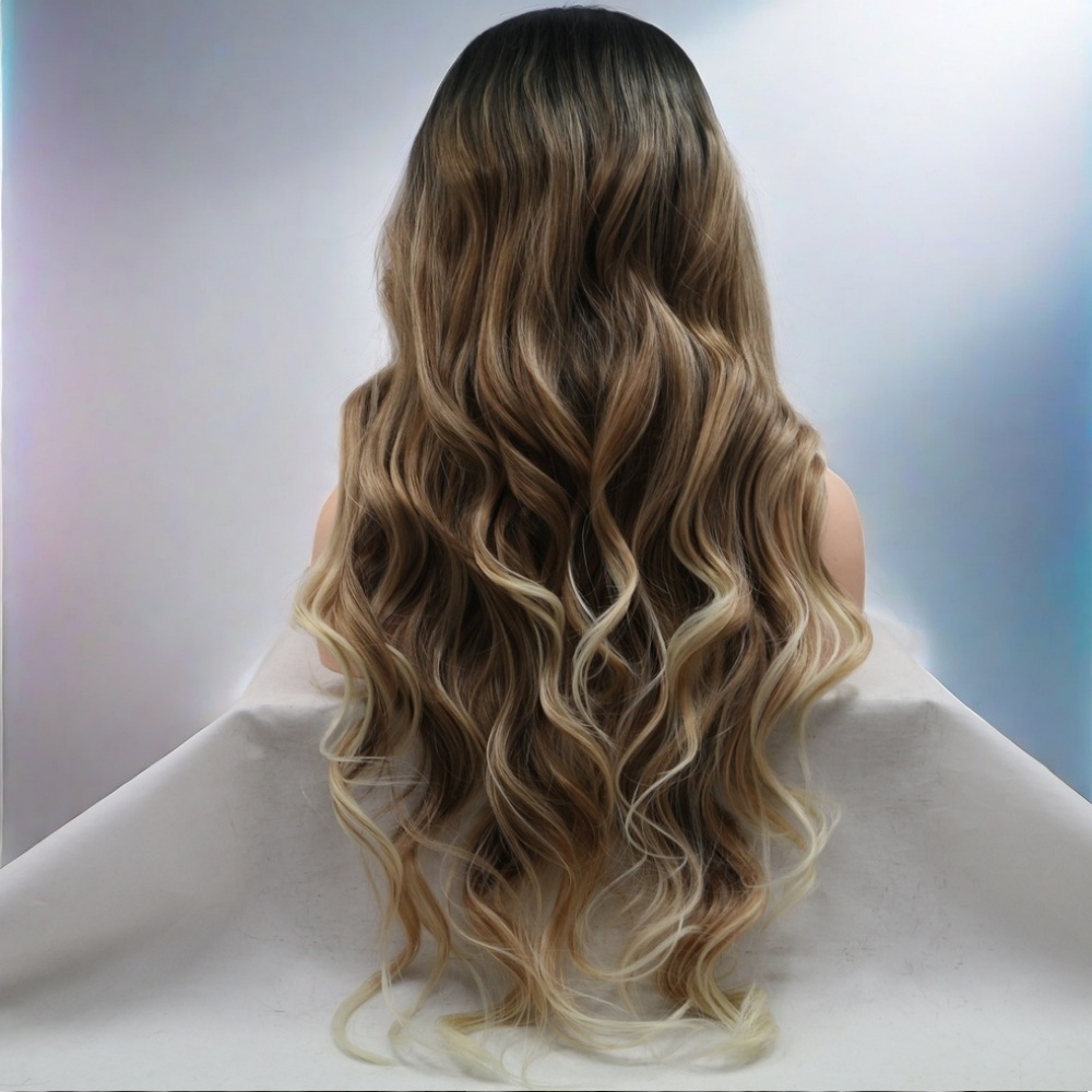 Brown Long wave Synthetic Front Lace Wig