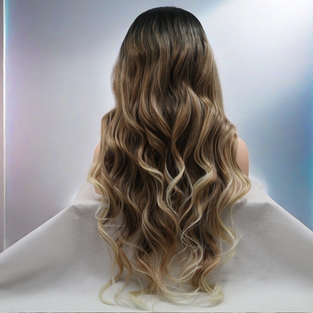 Brown Long wave Synthetic Front Lace Wig