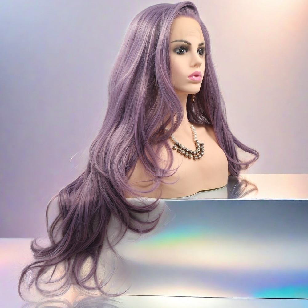 Long purple wave Synthetic Front Lace Wig