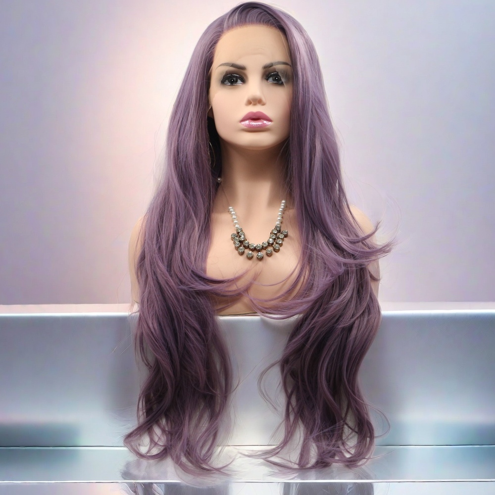 Long purple wave Synthetic Front Lace Wig