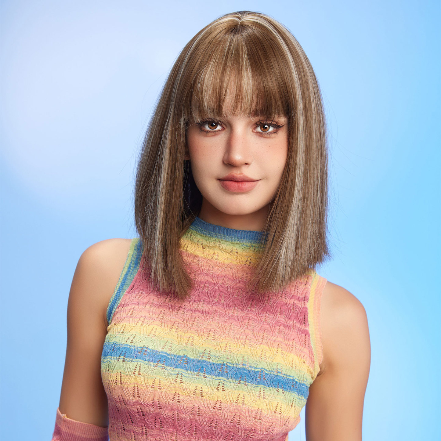 ombre blonde bob Straight synthetic wigs