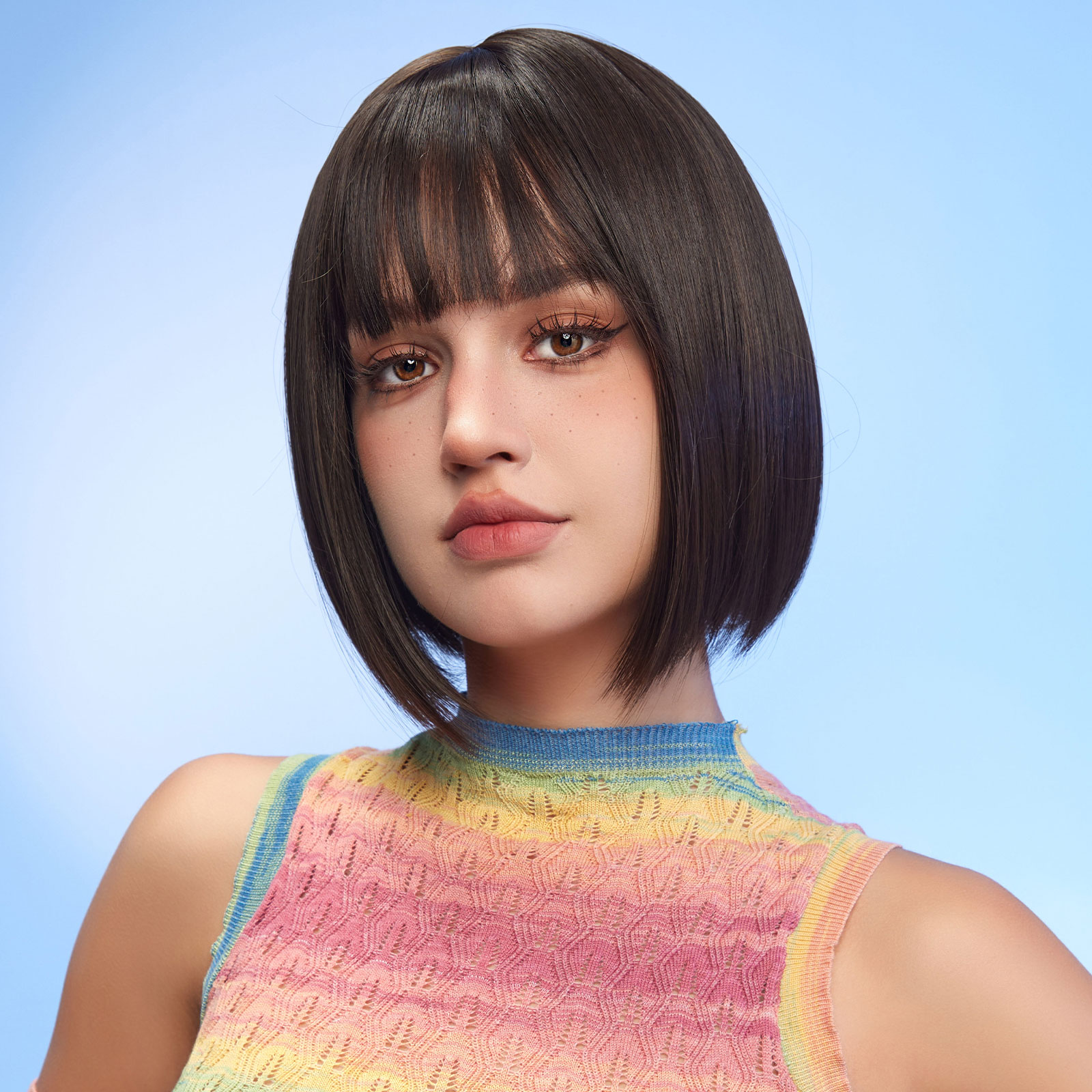 Black bob Straight synthetic wigs