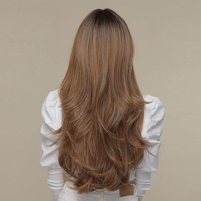 Long Curly Ash Brown  Synthetic Wigs 