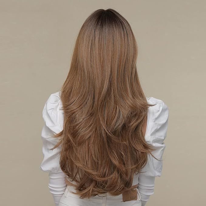 Long Curly Ash Brown  Synthetic Wigs 