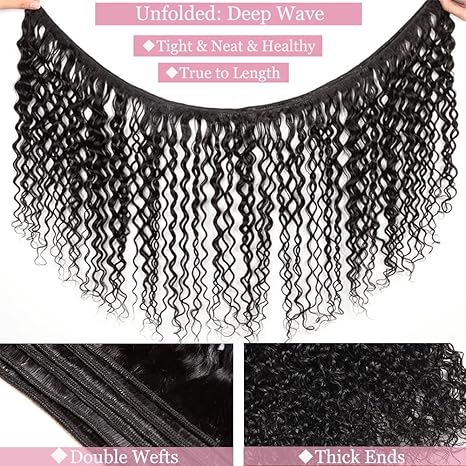 Deep Wave Human Hair Bundles 20 Inch