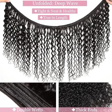 Deep Wave Human Hair Bundles 20 Inch