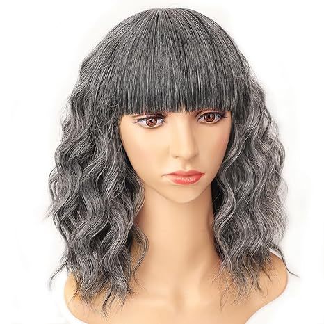 Grey Curly Bob Synthetic Wig 
