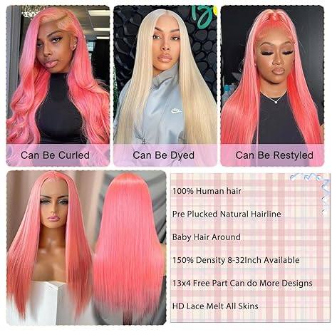 Straight Glueless 13x4 Lace Front Human Hair Wigs 