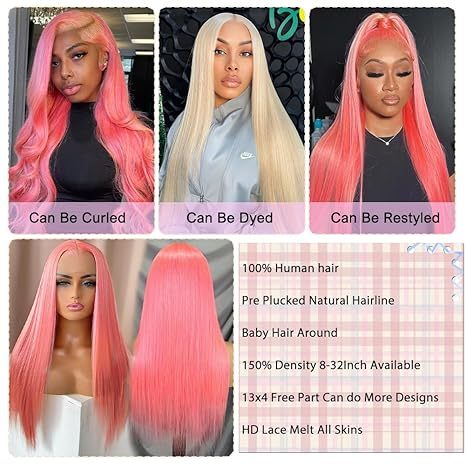 Straight Glueless 13x4 Lace Front Human Hair Wigs 