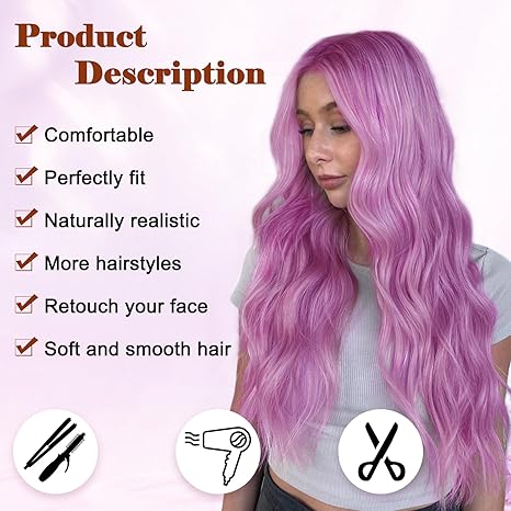 Purple Wavy Synthetic Wig 