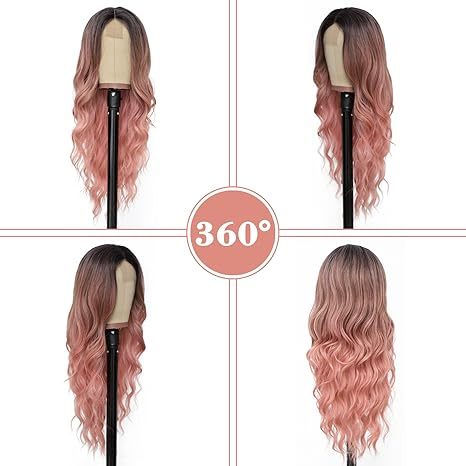 Ombre Pink Wavy Synthetic  Wig 