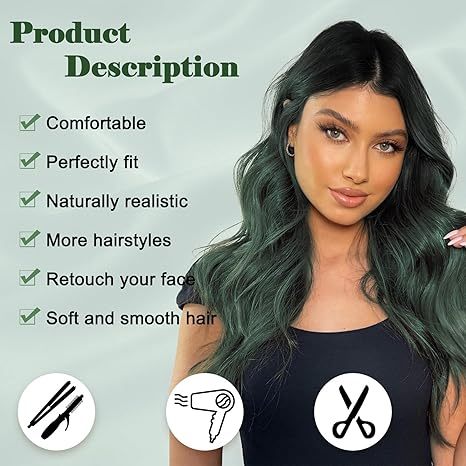 Ombre Green Wavy Synthetic Wig 