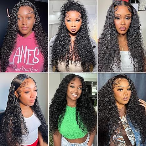 Human Hair Water Wave Hair Extensions and Free Part (16 18 20 22+14) Natural Black