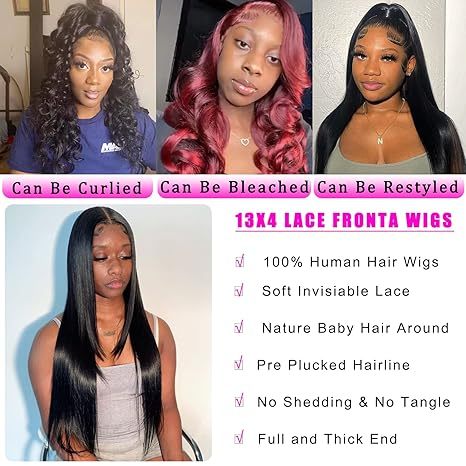 Straight Glueless 13x4 Lace Front Human Hair Wigs  
