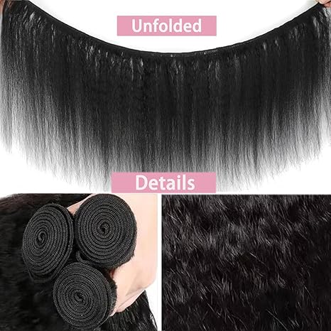 Kinky Straight Bundles Human Hair 20 Inch Yaki Straight Kinkycurly Hair