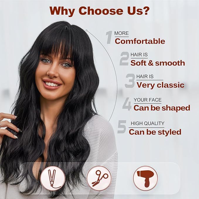 Black Wigs for Women Long Curly Synthetic  Wigs