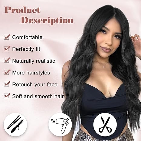 Black Wavy Synthetic Wig  