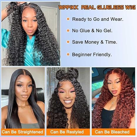 Deep Wave Wear and Go Glueless Wigs Human Hair