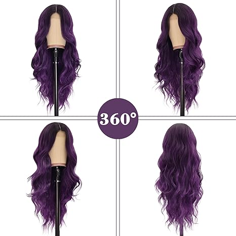 Ombre Purple Wavy Synthetic Wig 