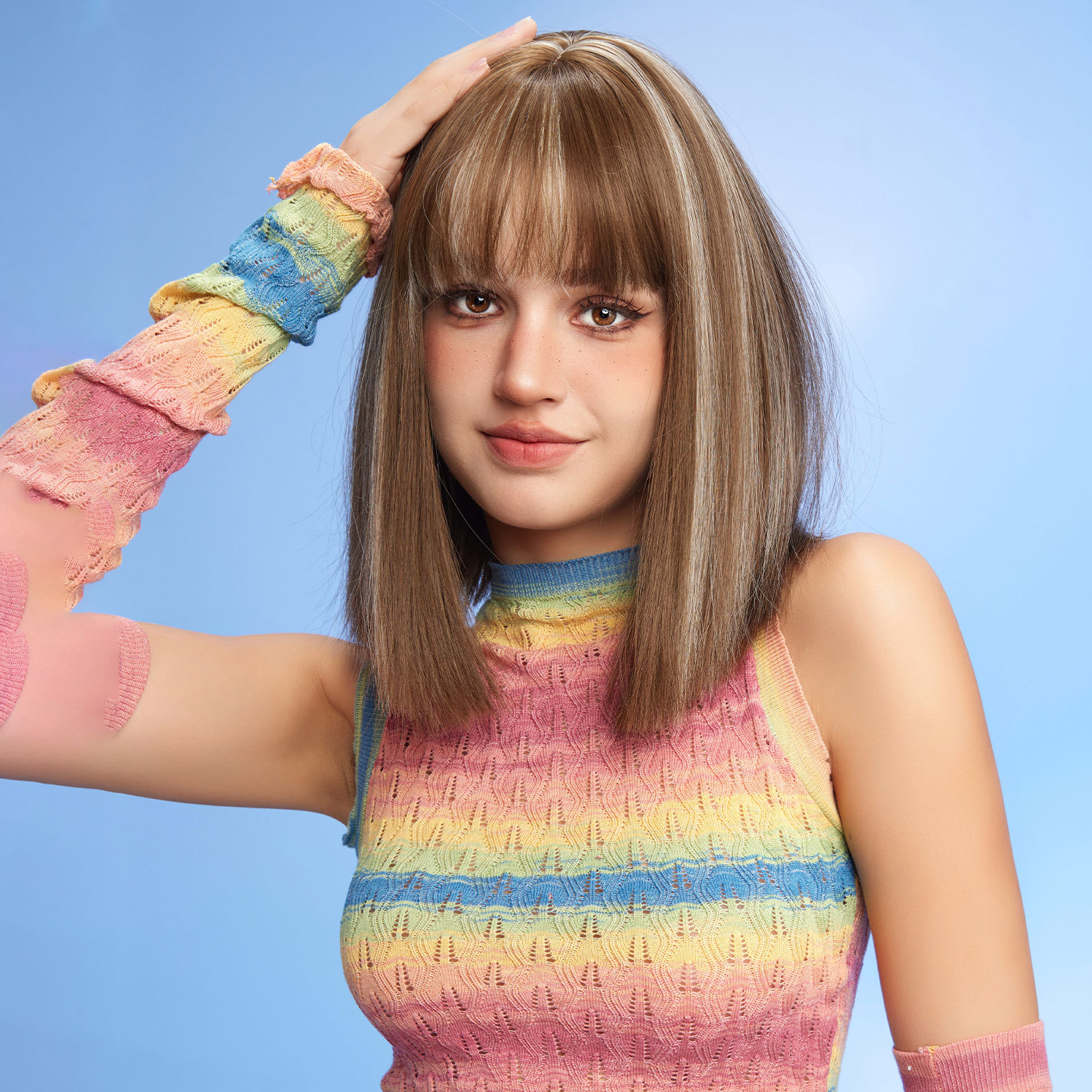 ombre blonde bob Straight synthetic wigs