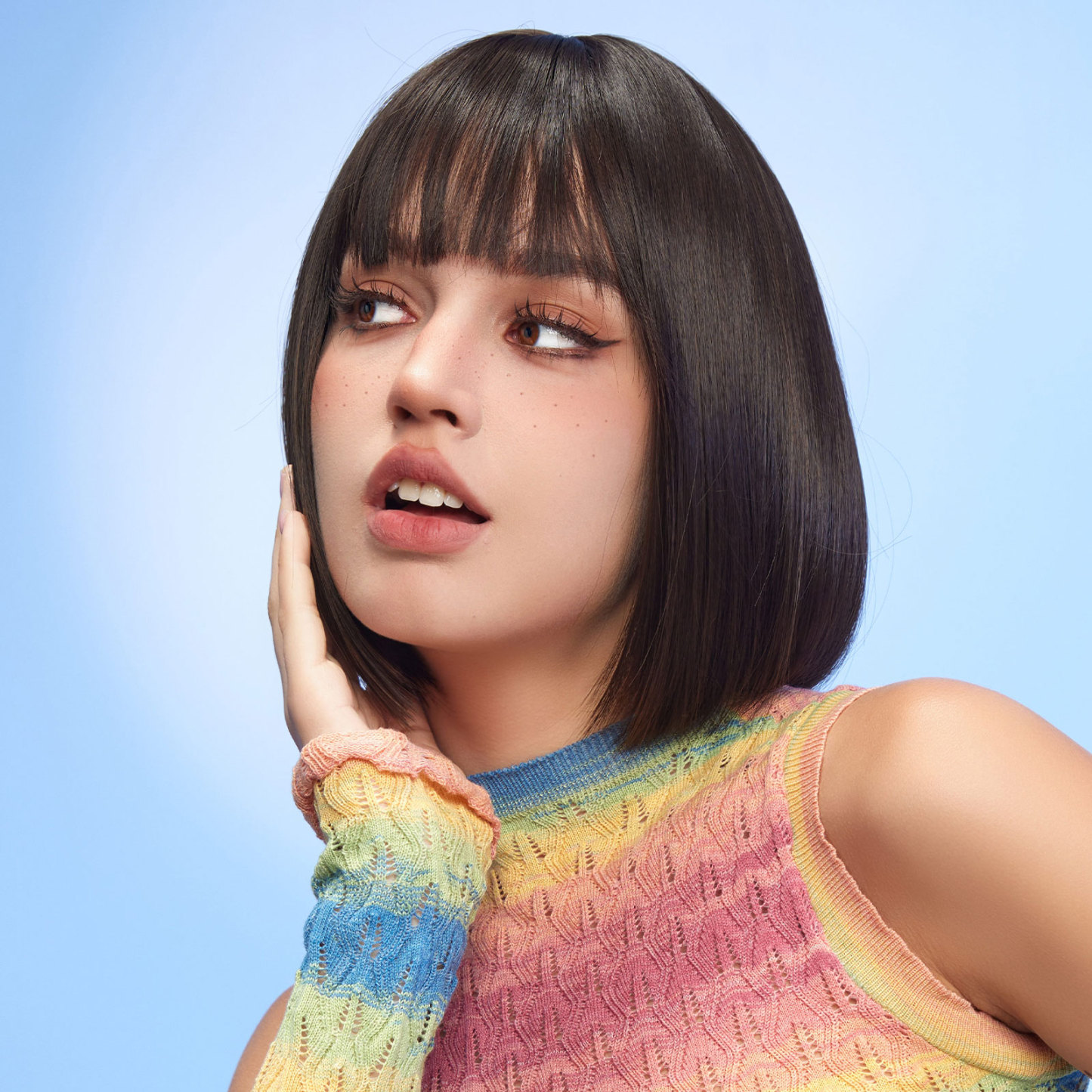 Black bob Straight synthetic wigs