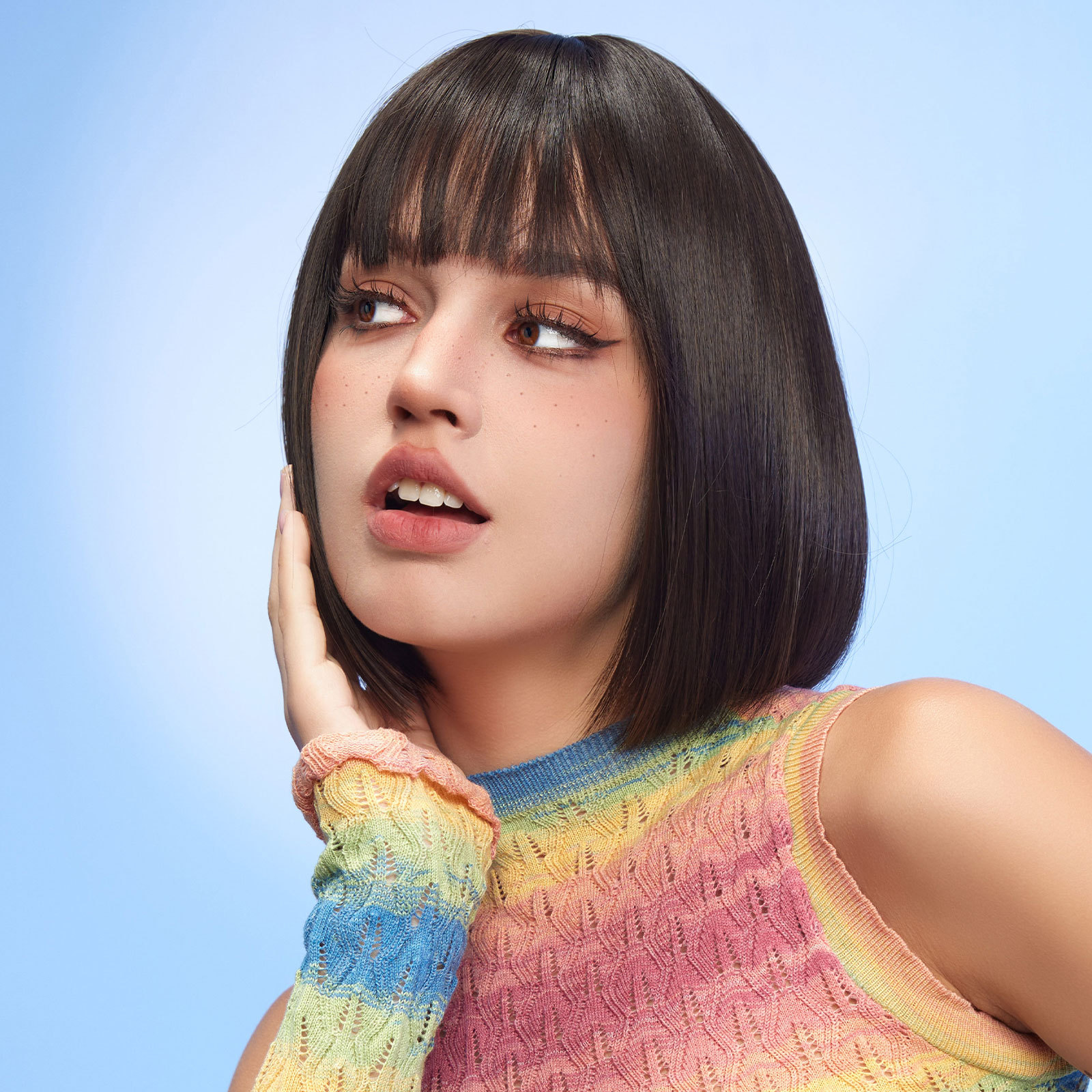 Black bob Straight synthetic wigs