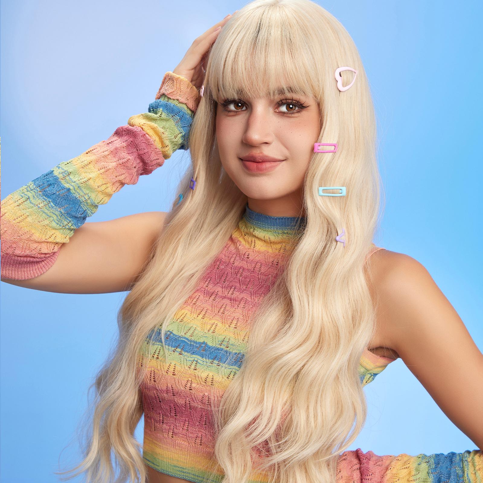 [Copy]Ombre Grey White Curly Synthetic Wig