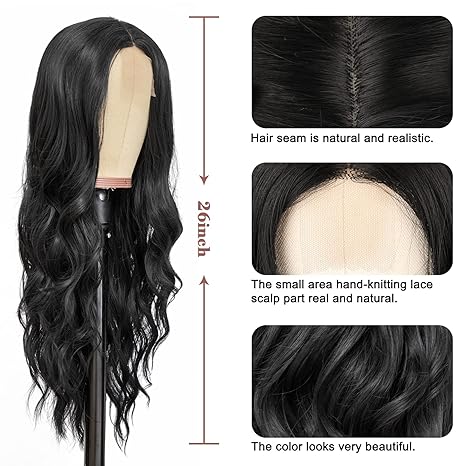Black Wavy Synthetic Wig  