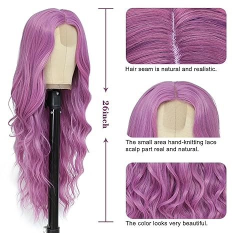Purple Wavy Synthetic Wig 