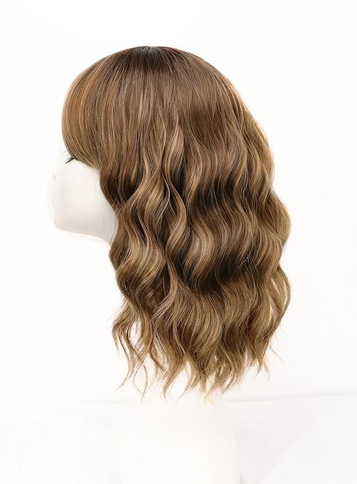 Honey Blonde Curly Bob Synthetic Wig 