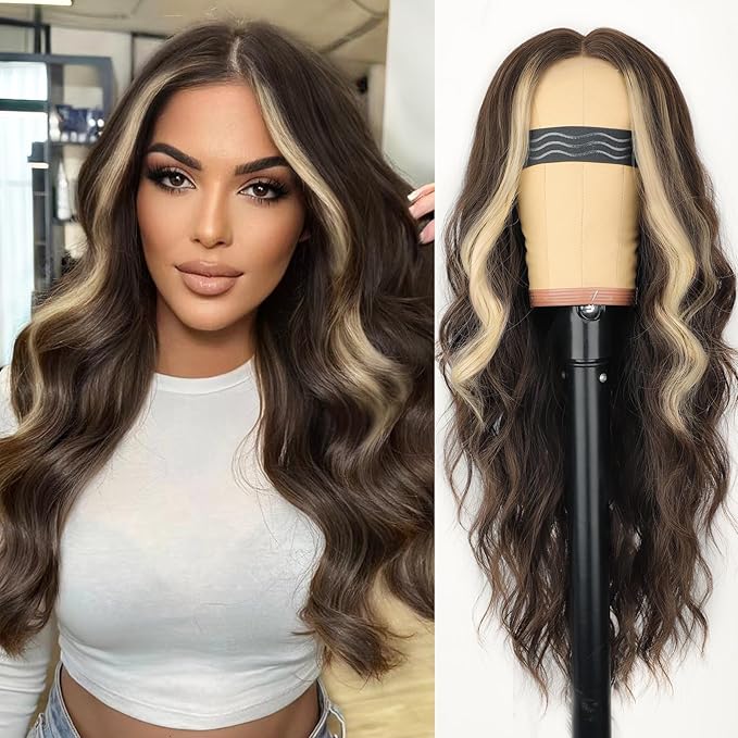 Dark Brown Mixed Light Synthetic  Wig 