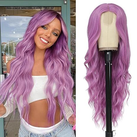Purple Wavy Synthetic Wig 