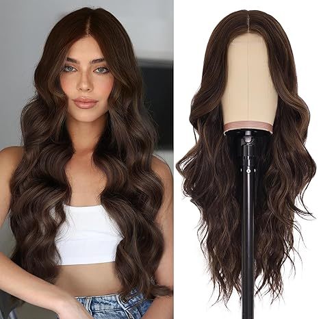 Brown Wavy SyntheticWig 