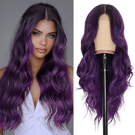 Ombre Purple Wavy Synthetic Wig 