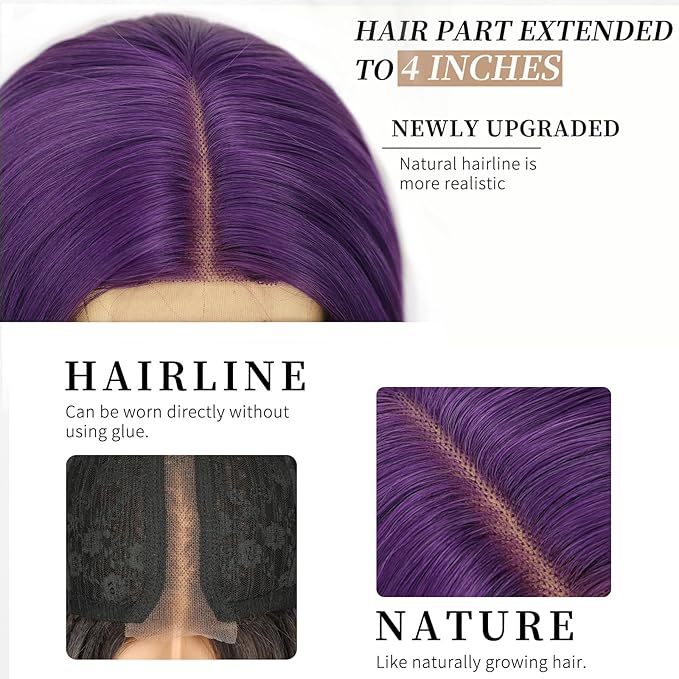 Dark Purple  Synthetic Wig