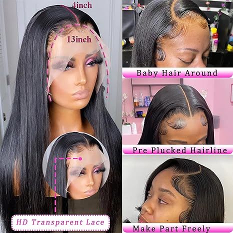 Straight Glueless 13x4 Lace Front Human Hair Wigs  