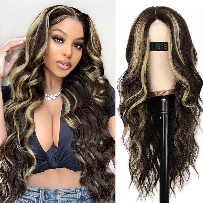 Long Wavy Dark Synthetic  Wig
