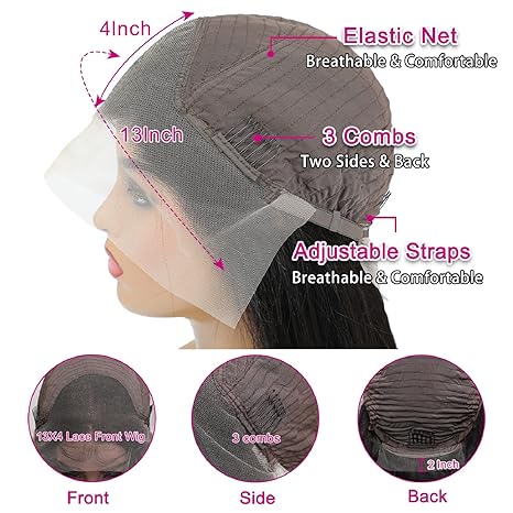 Straight Glueless 13x4 Lace Front Human Hair Wigs  