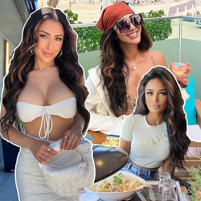 Dark Brown with Highlights Synthetic Wig 